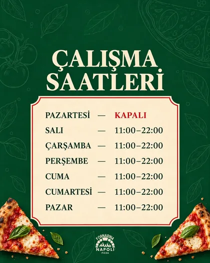 Fornarina afişi: Çalışma saatlerimiz